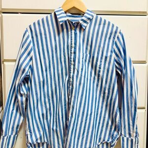 Blue and White Striped Men's Shirt